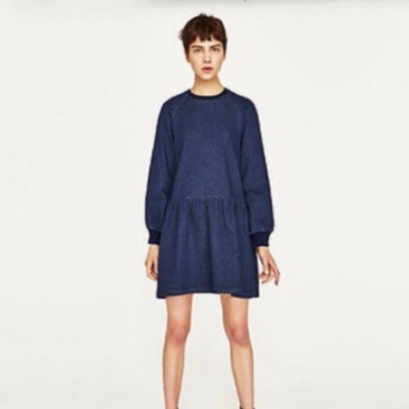 Zara Dresses & Skirts - NEW Zara Denim Babydoll Long Sleeve Dress